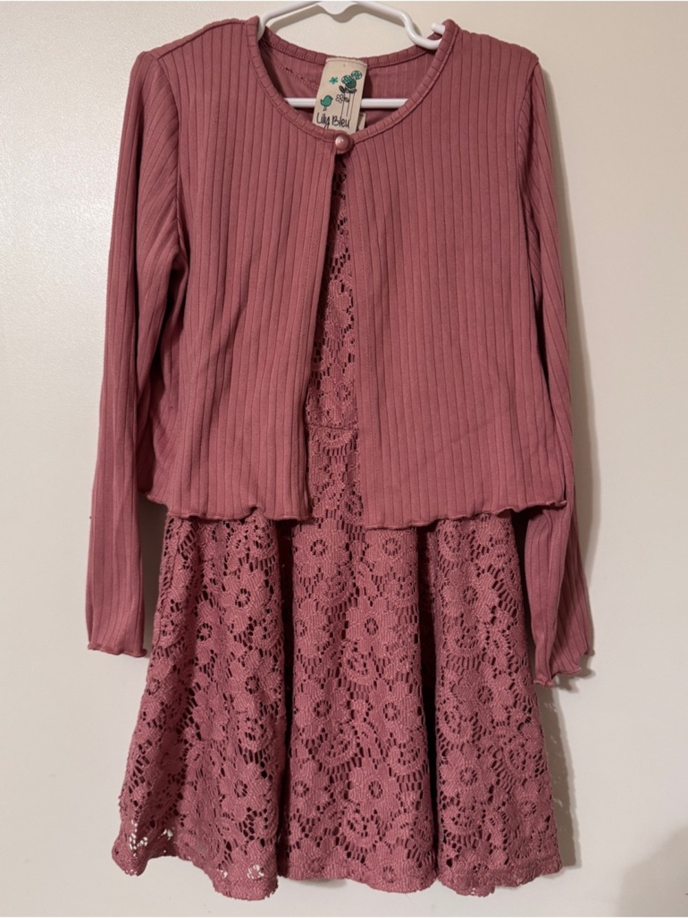 Lily Bleu Pink Cardigan and Floral mesh Dress